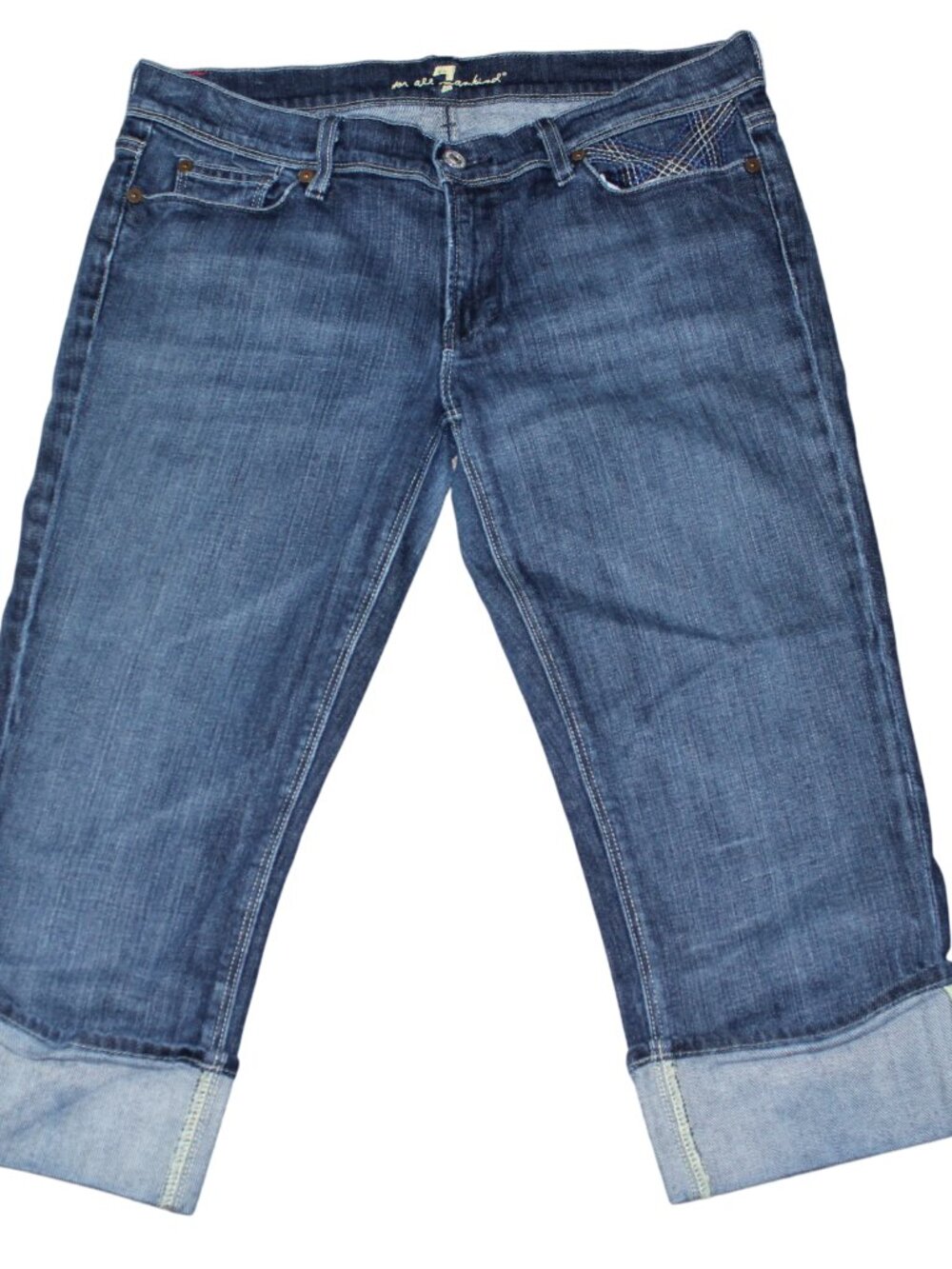 7 for all Mankind Crop Mia Jeans Capri Pants Denim Low Rise Womens Size 31